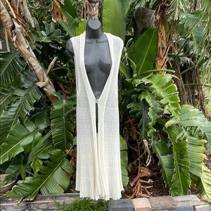 Loose knit or crochet long line vest